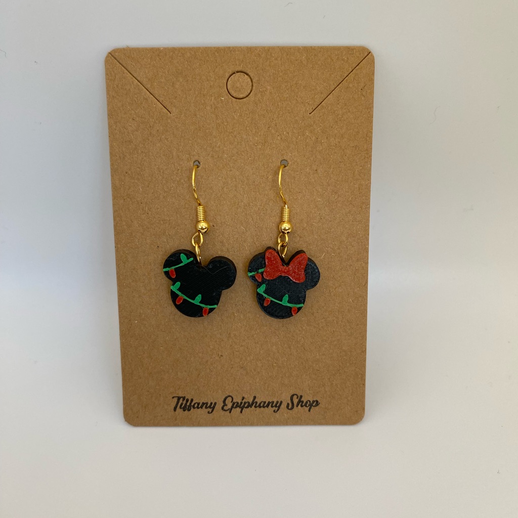 Christmas Lights Mickey And Minnie Dangly Earrings Nwt